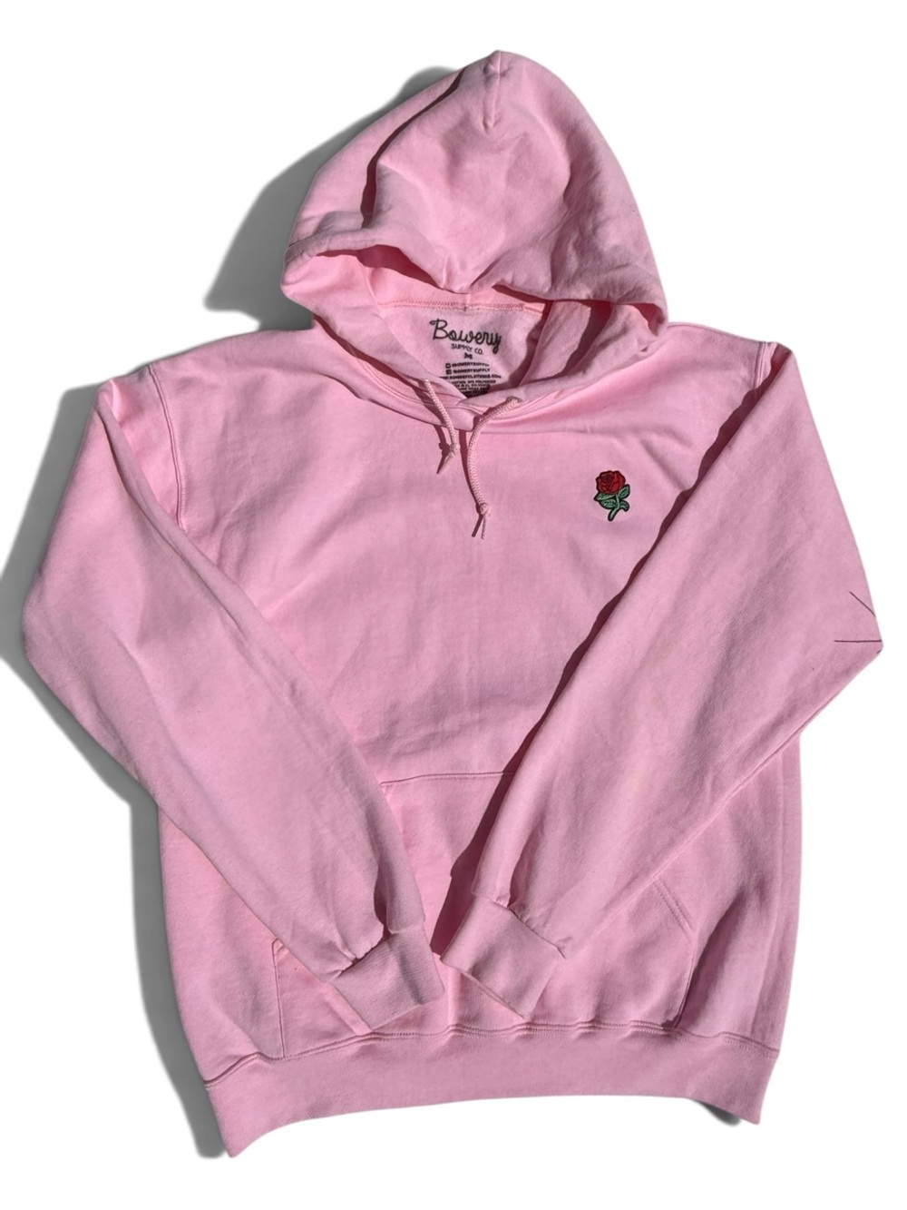 Bowery Supply Co. Pink Rose Embroidered Hoodie